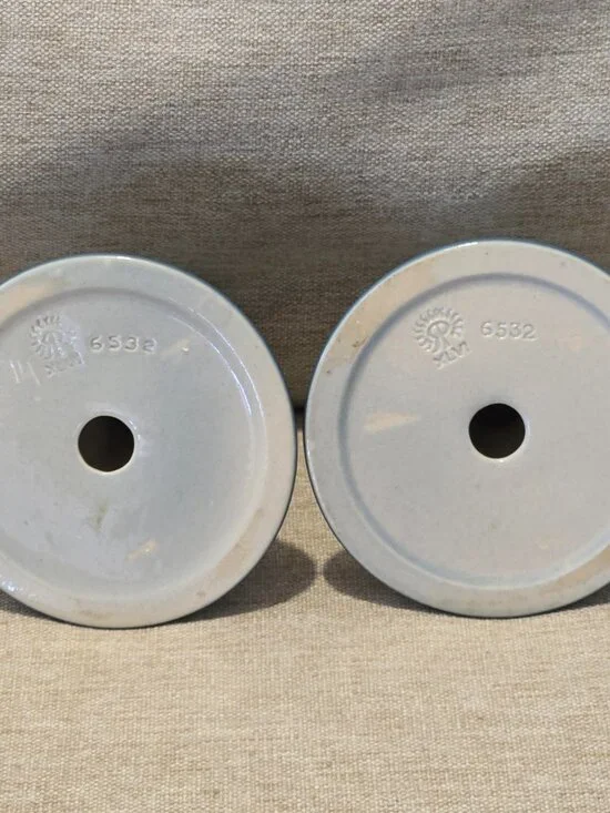 RARE Rookwood Pottery Art 1940s Candle Holders #6532 Blue Ceramic Glazed Vintage - Picture 4 of 5